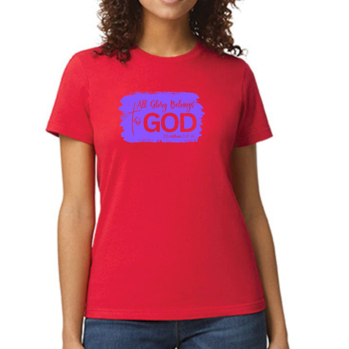 Womens Graphic T-shirt All Glory Belongs to God Lavender - Womens | T-Shirts