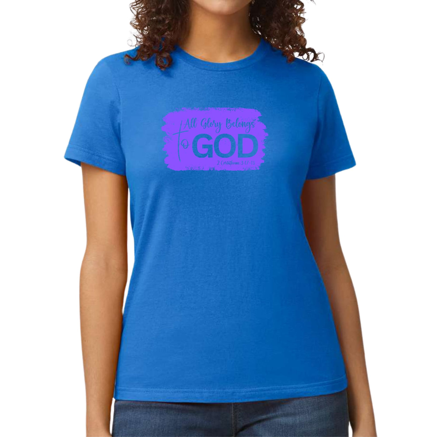 Womens Graphic T-shirt All Glory Belongs To God Lavender - Womens | T-Shirts