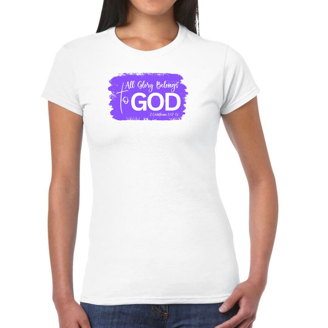 Womens Graphic T-shirt All Glory Belongs to God Lavender - Womens | T-Shirts