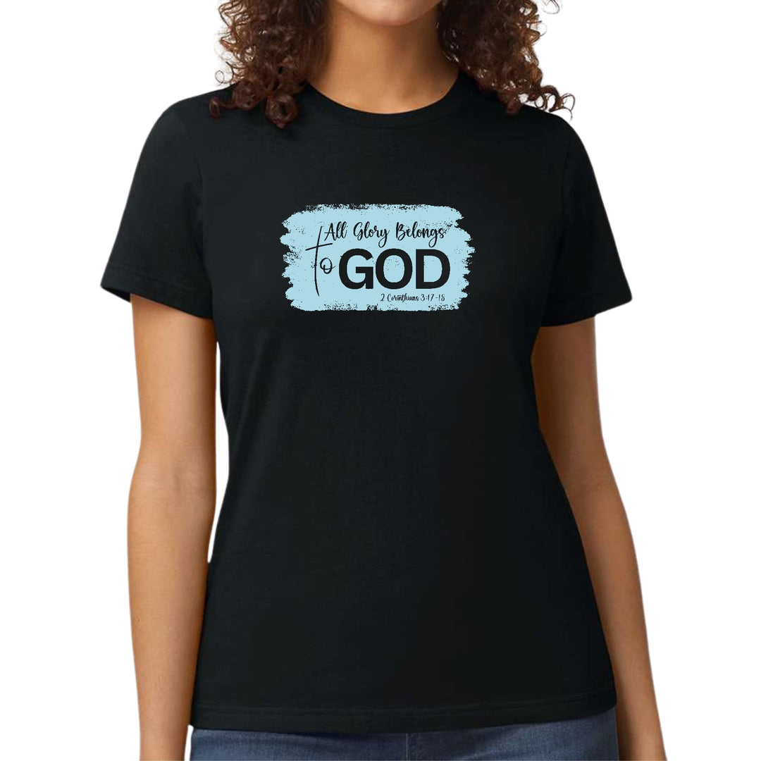 Womens Graphic T-shirt All Glory Belongs to God Light Blue - Womens | T-Shirts