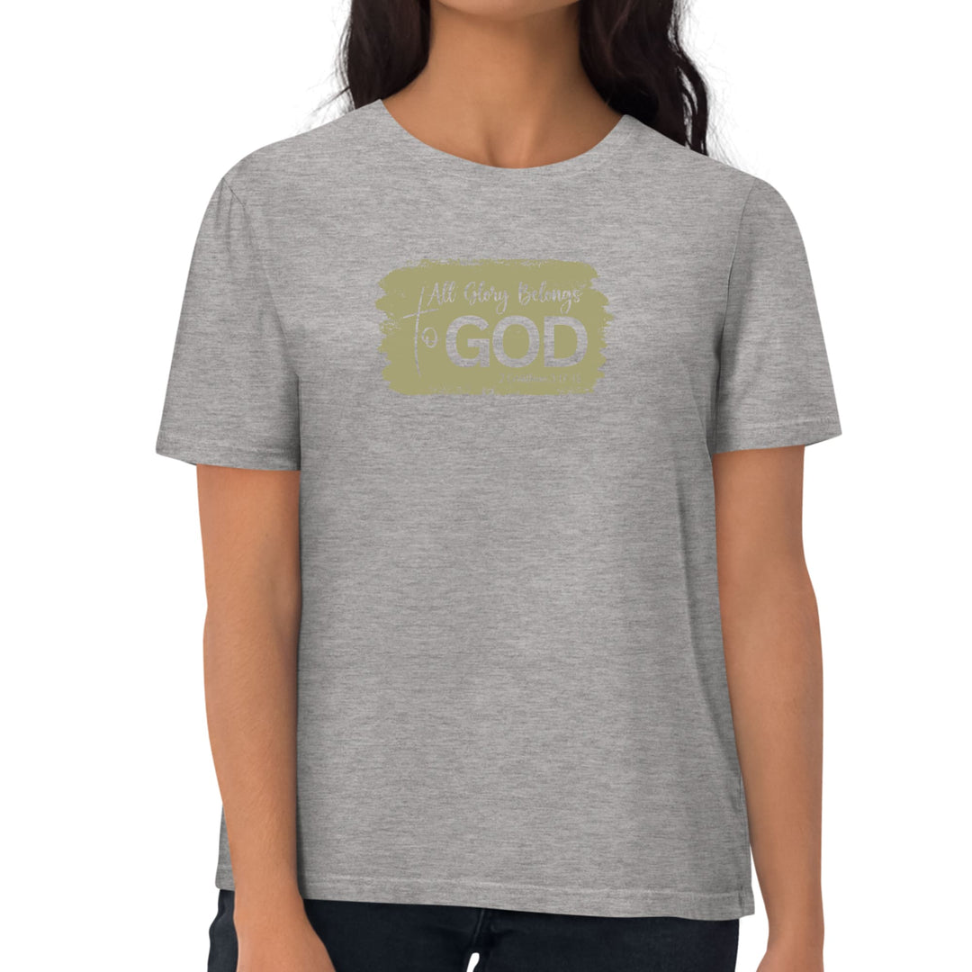 Womens Graphic T-shirt All Glory Belongs to God Olive Green - Womens | T-Shirts