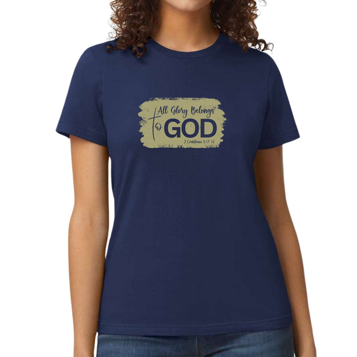 Womens Graphic T-shirt All Glory Belongs to God Olive Green - Womens | T-Shirts