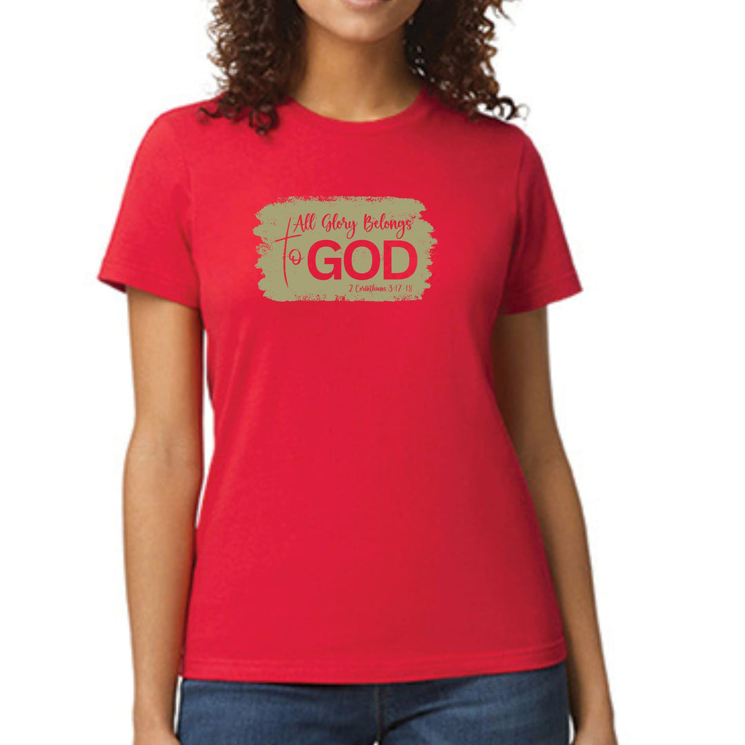 Womens Graphic T-shirt All Glory Belongs to God Olive Green - Womens | T-Shirts