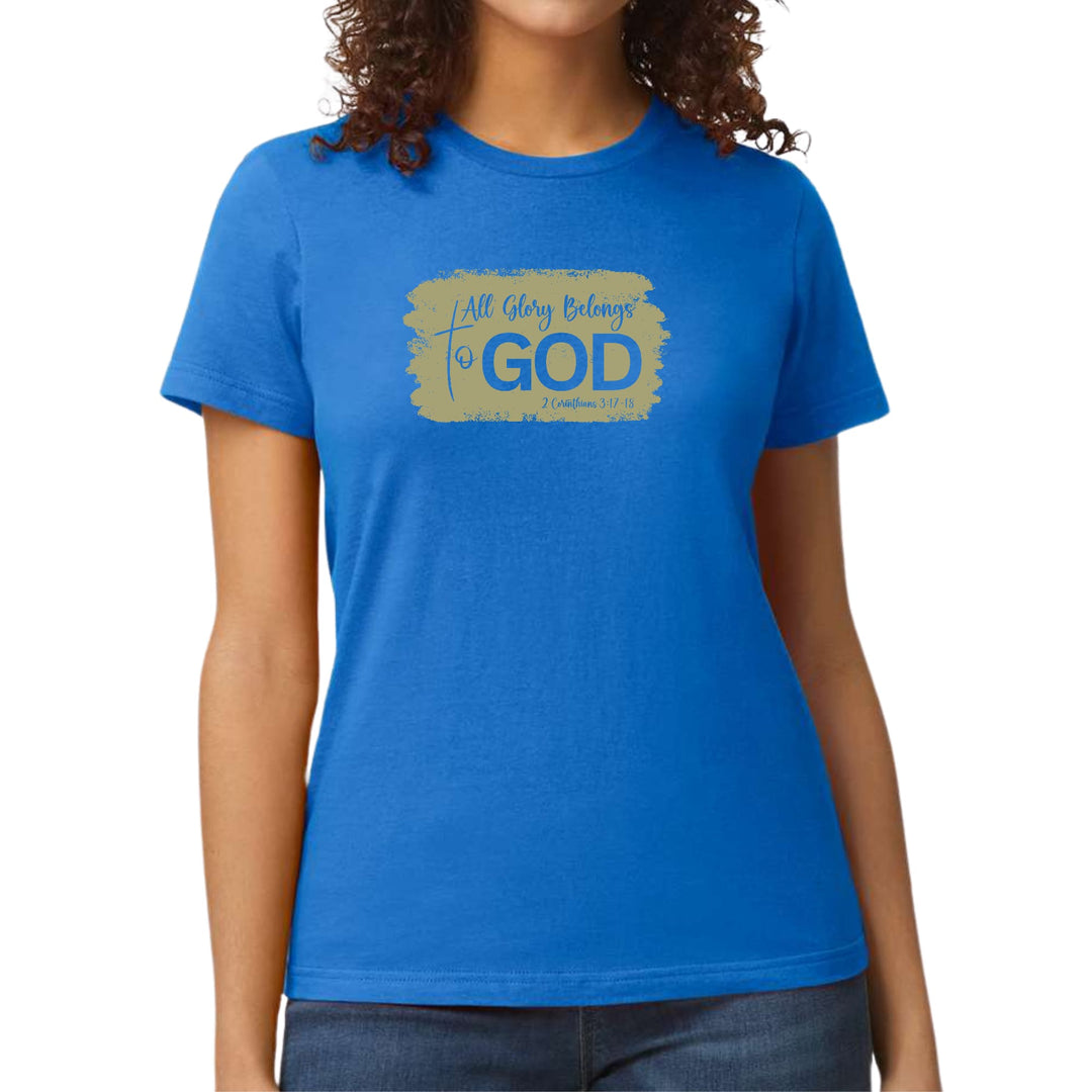 Womens Graphic T-shirt All Glory Belongs to God Olive Green - Womens | T-Shirts