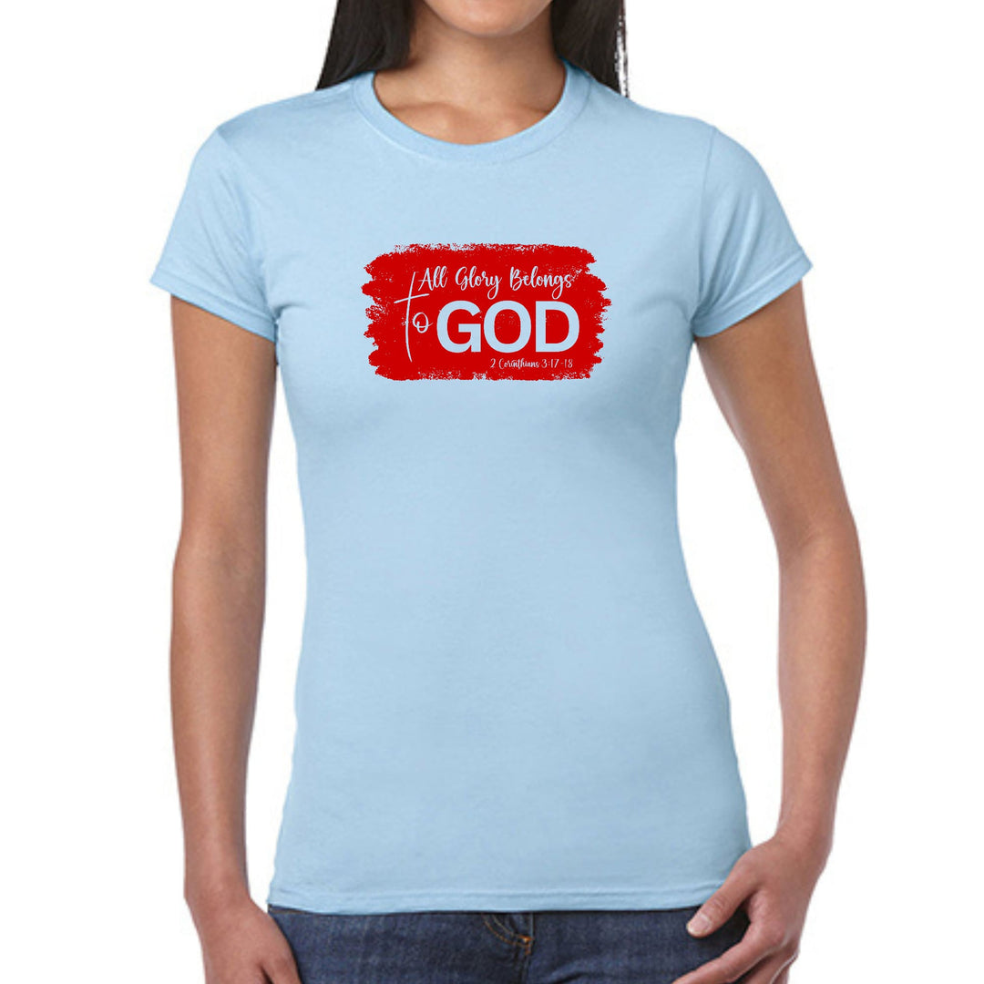 Womens Graphic T-shirt All Glory Belongs to God Red - Womens | T-Shirts