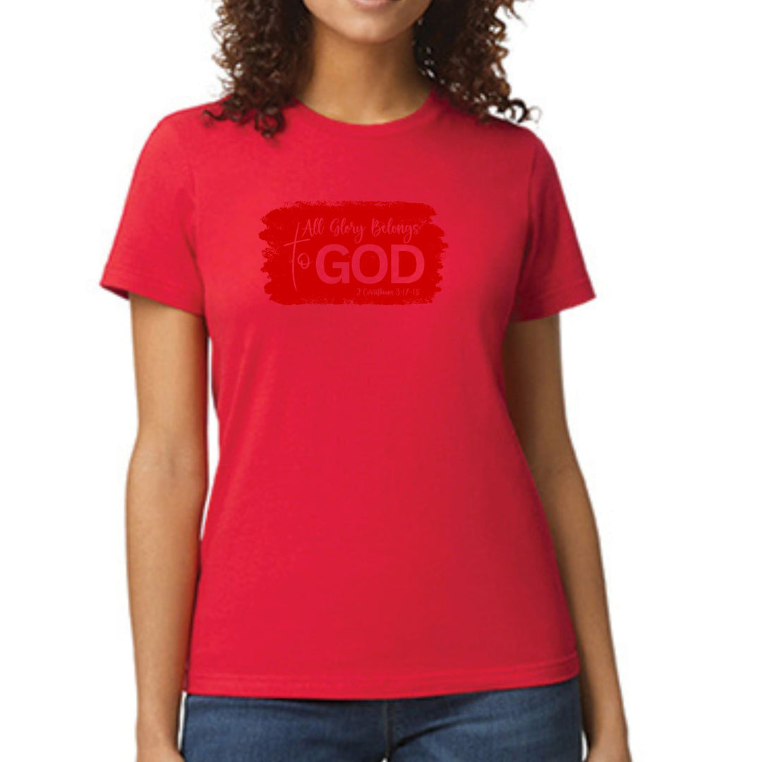 Womens Graphic T-shirt All Glory Belongs to God Red - Womens | T-Shirts