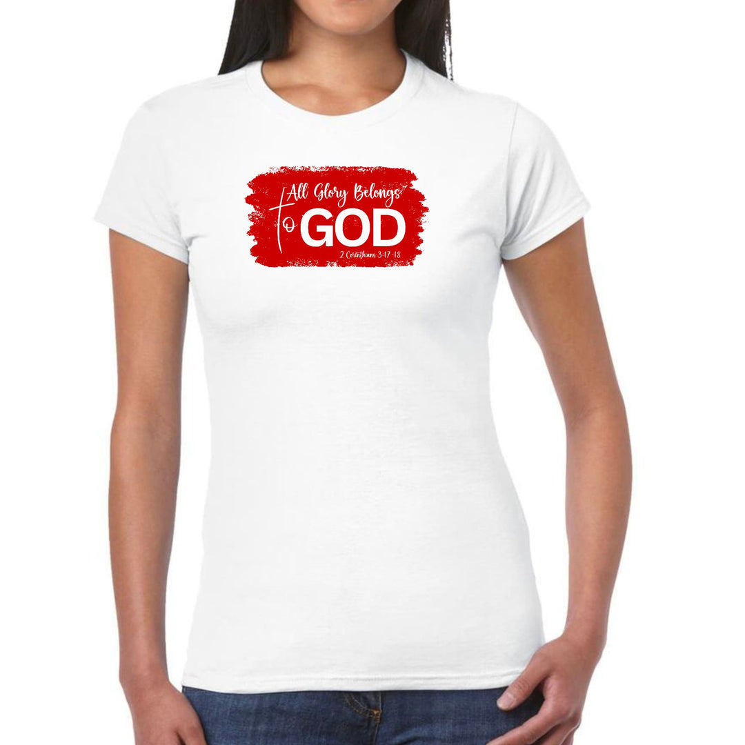 Womens Graphic T-shirt All Glory Belongs to God Red - Womens | T-Shirts