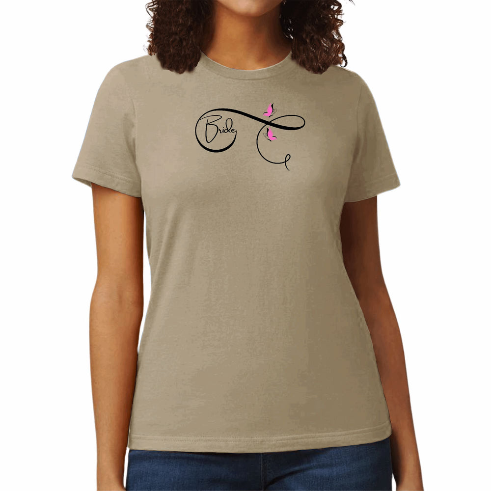 Womens Graphic T-shirt Bride - Wedding Bridal Pink Butterfly - Womens | T-Shirts