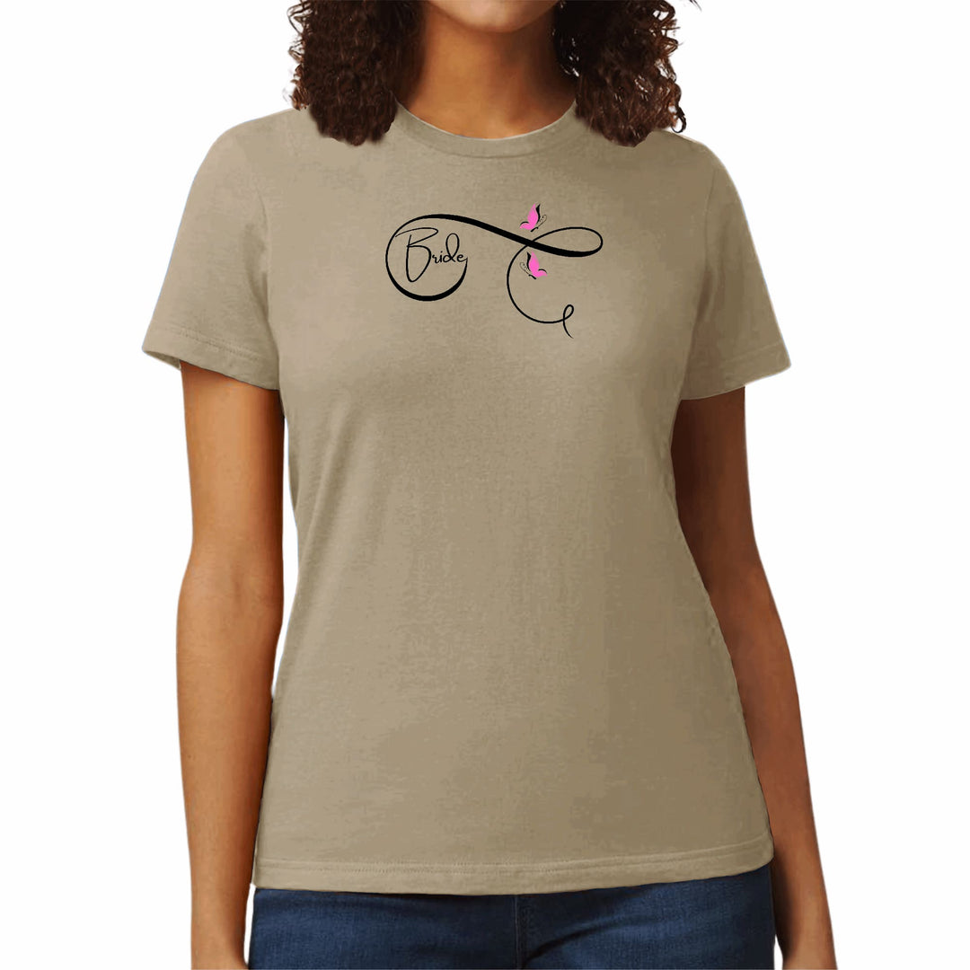 Womens Graphic T-shirt Bride - Wedding Bridal Pink Butterfly - Womens | T-Shirts