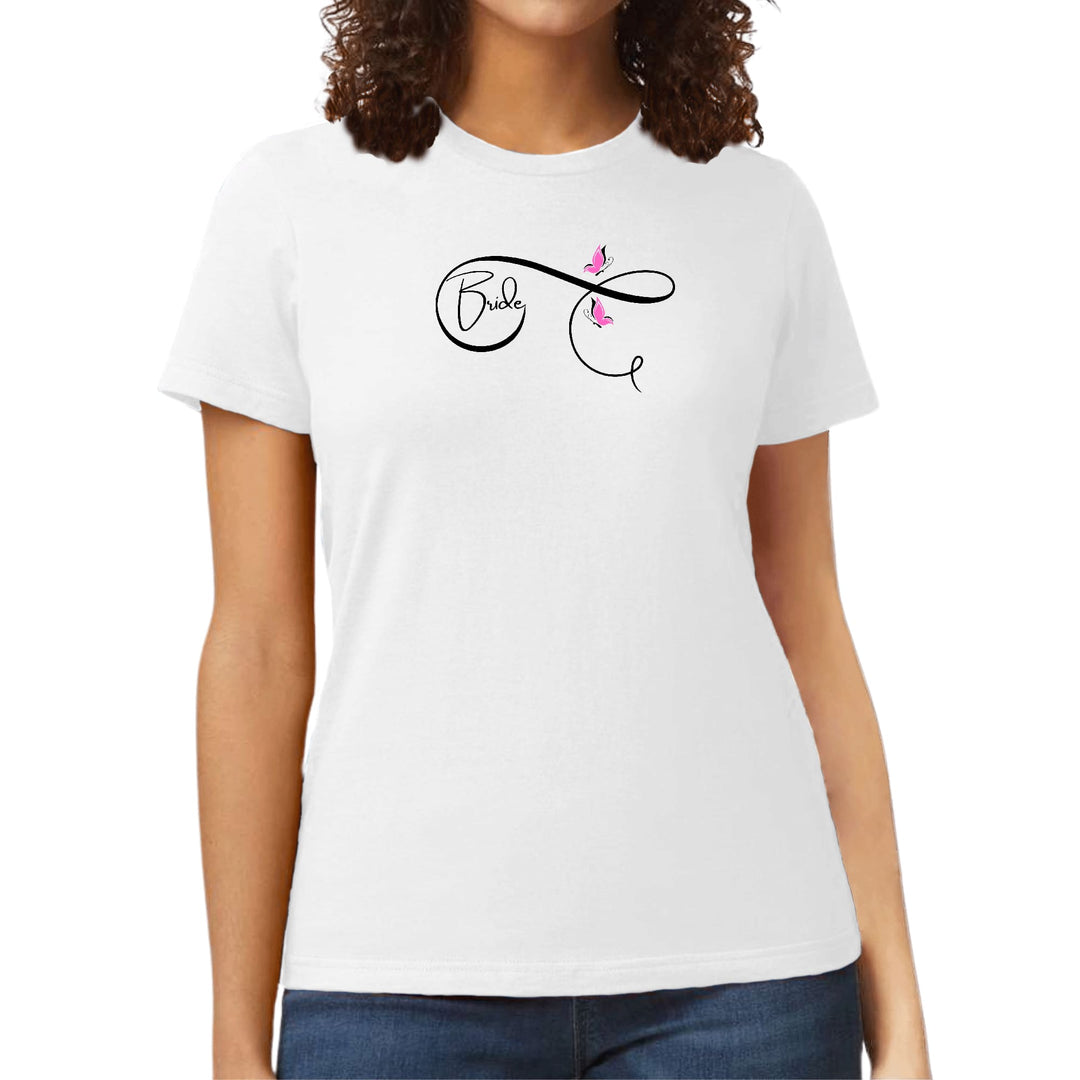 Womens Graphic T-shirt Bride - Wedding Bridal Pink Butterfly - Womens | T-Shirts