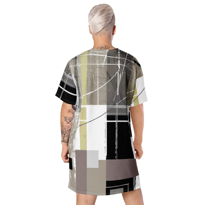 Womens Graphic T-shirt Dress Abstract Brown Geometric Shapes - Womens | Dresses