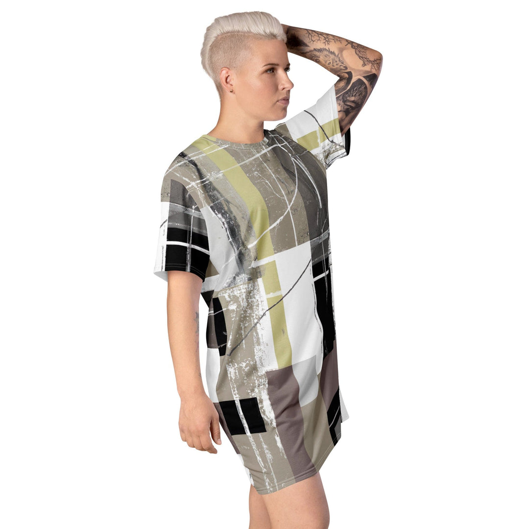 Womens Graphic T-shirt Dress Abstract Brown Geometric Shapes - Womens | Dresses