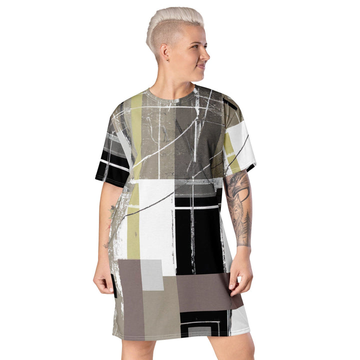 Womens Graphic T-shirt Dress Abstract Brown Geometric Shapes - Womens | Dresses