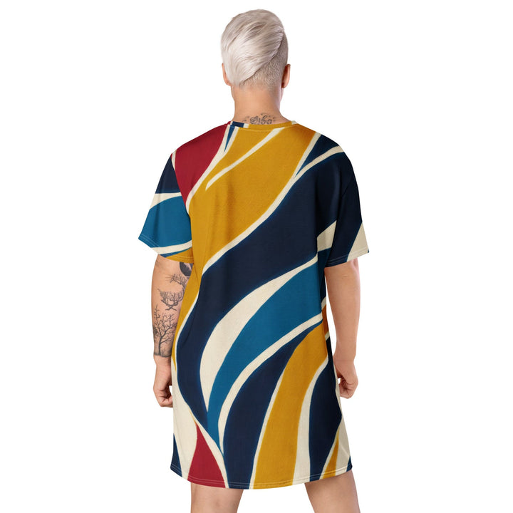 Womens Graphic T-shirt Dress Abstract Multicolor Swirl Line Pattern - Womens