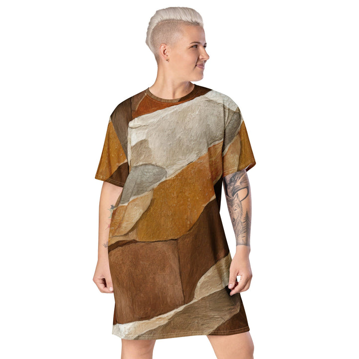 Womens Graphic T-shirt Dress Abstract Stone Print - Womens | Dresses | T-Shirts