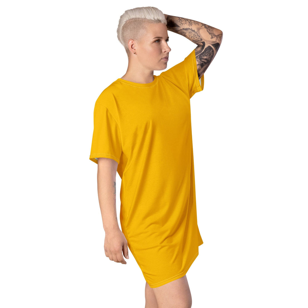 Womens Graphic T-shirt Dress - Golden Yellow - Womens/Dresses/T-Shirts/AOP