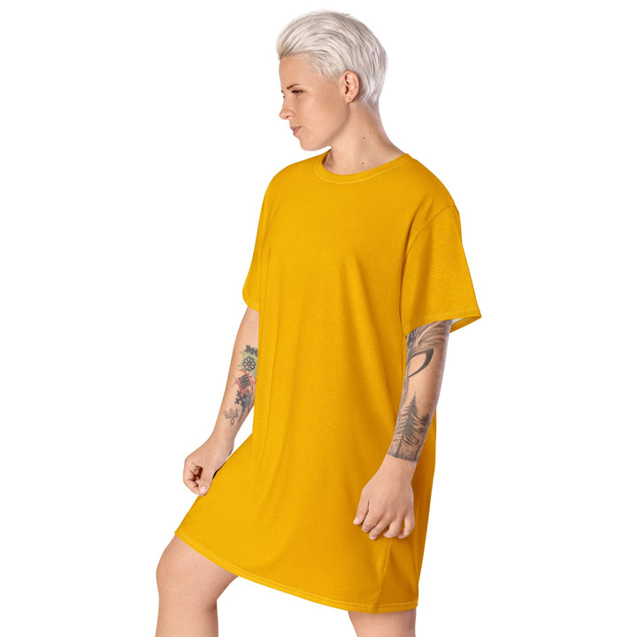 Womens Graphic T-shirt Dress - Golden Yellow - Womens/Dresses/T-Shirts/AOP