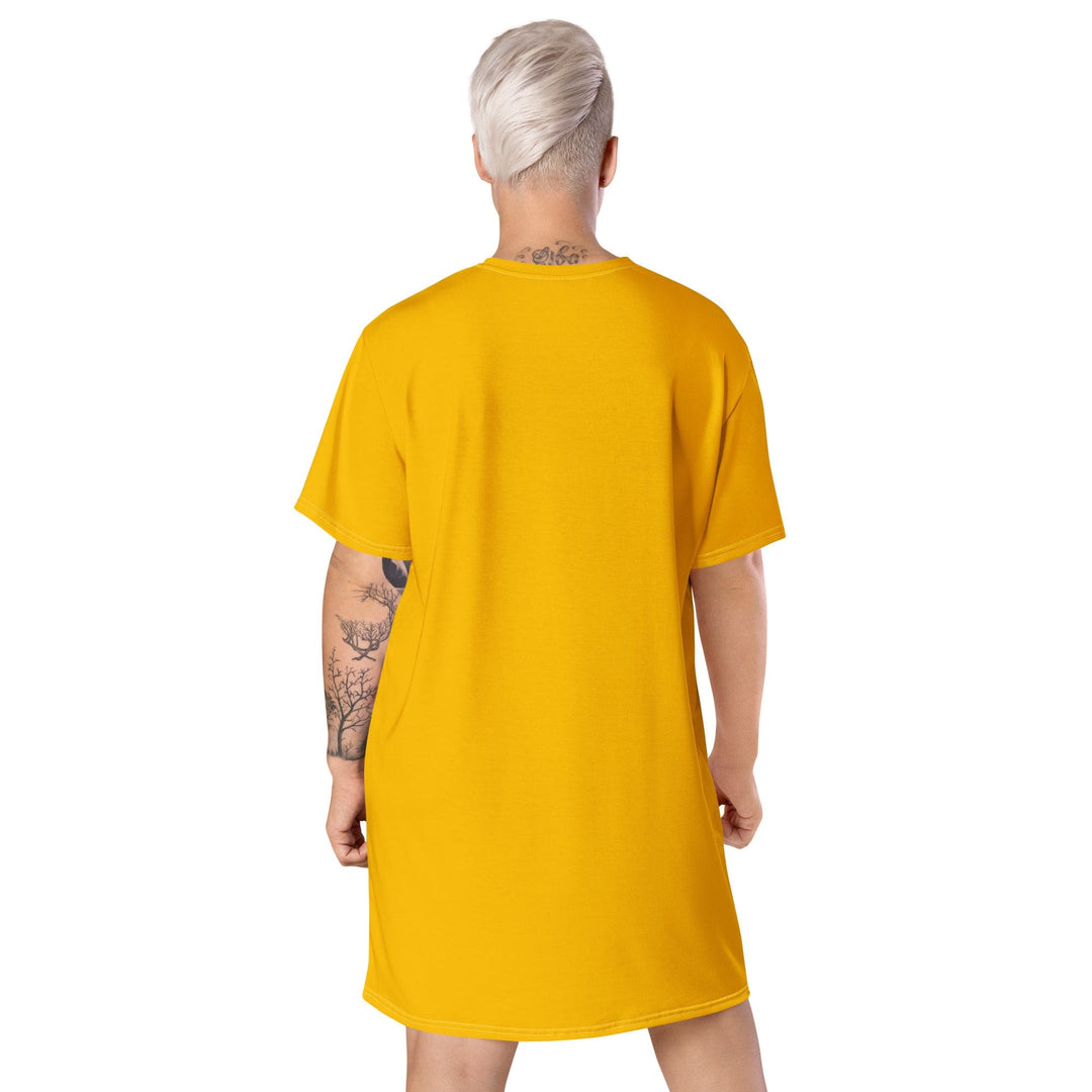 Womens Graphic T-shirt Dress - Golden Yellow - Womens/Dresses/T-Shirts/AOP