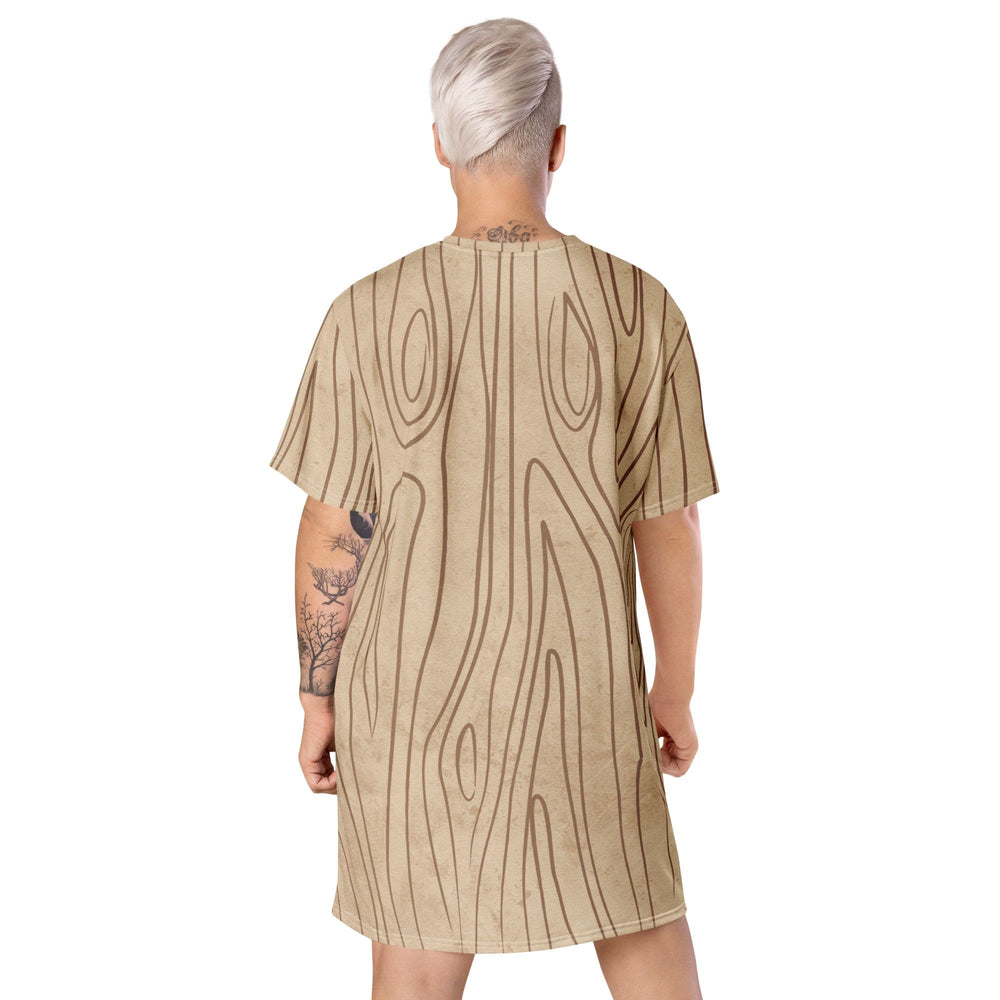 Womens Graphic T-shirt Dress Beige Brown Tree Sketch Lines - Womens | Dresses