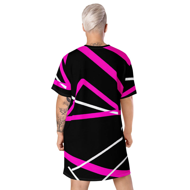 Womens Graphic T-shirt Dress Black and Pink Pattern 2 - Womens | Dresses