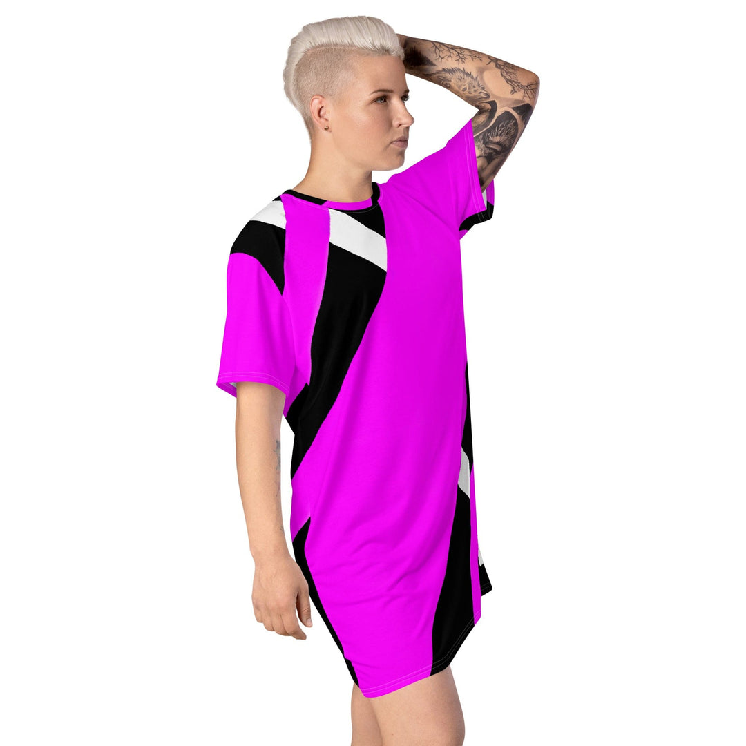 Womens Graphic T-shirt Dress Black and Pink Pattern - Womens | Dresses