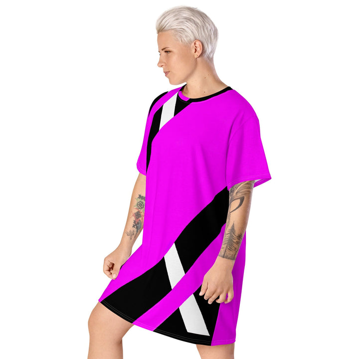 Womens Graphic T-shirt Dress Black and Pink Pattern - Womens | Dresses