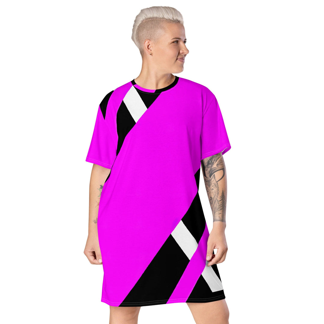 Womens Graphic T-shirt Dress Black and Pink Pattern - Womens | Dresses