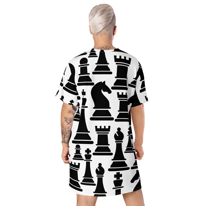 Womens Graphic T-shirt Dress Black and White Chess Print - Womens | Dresses