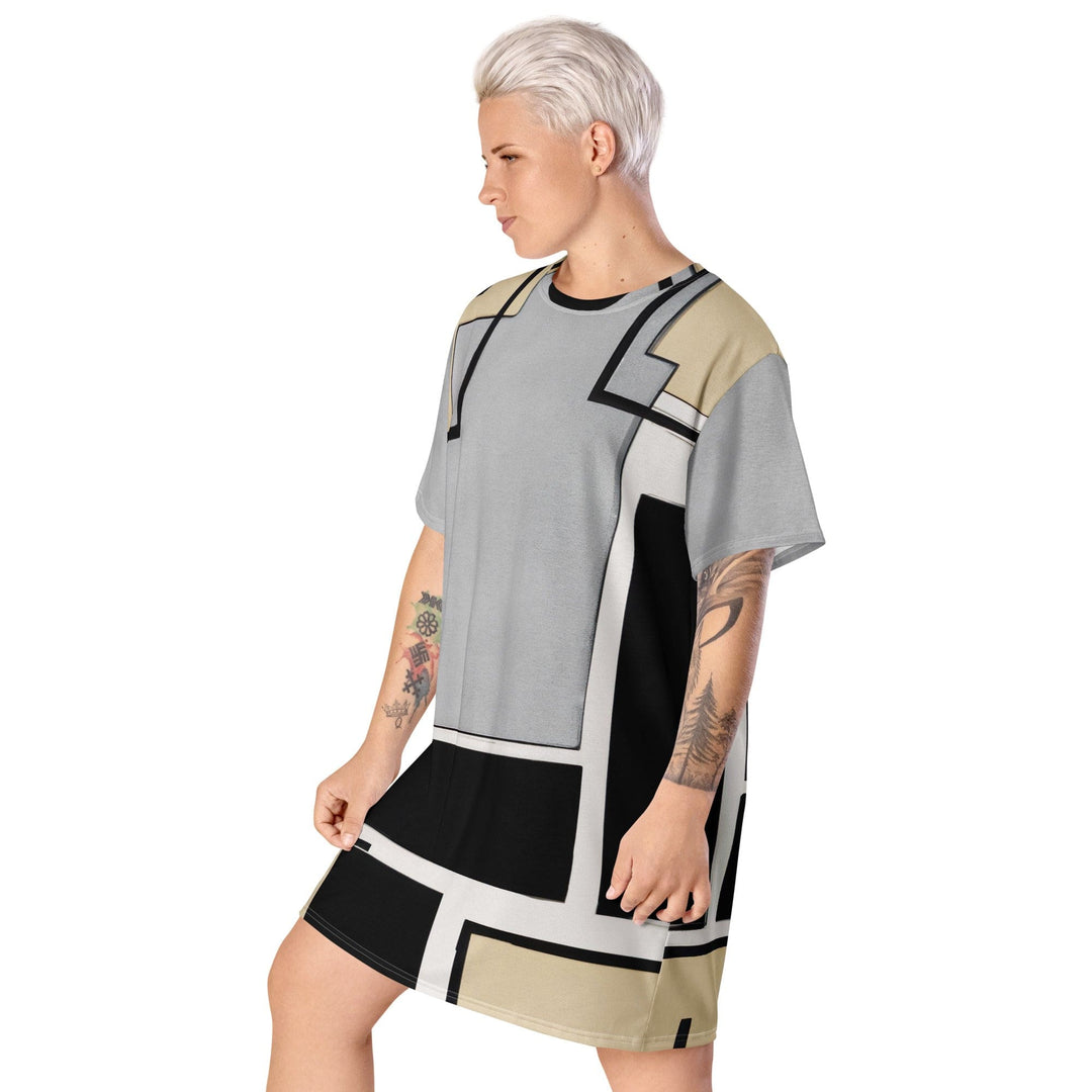 Womens Graphic T-shirt Dress Black Grey Abstract Pattern - Womens | Dresses