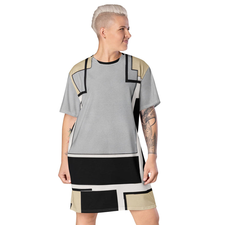 Womens Graphic T-shirt Dress Black Grey Abstract Pattern - Womens | Dresses