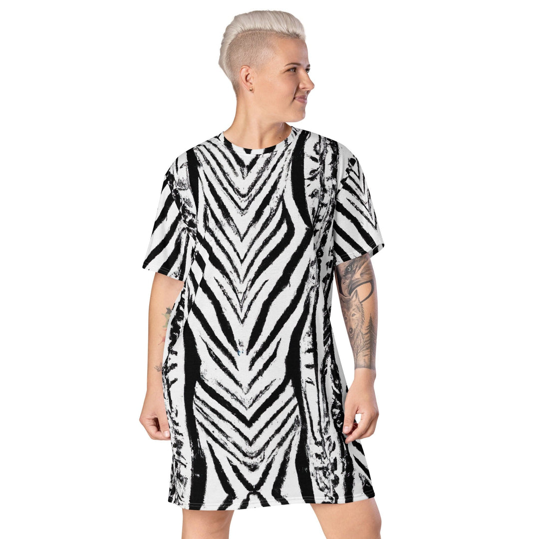 Womens Graphic T-shirt Dress Black White Native Print - Womens | Dresses