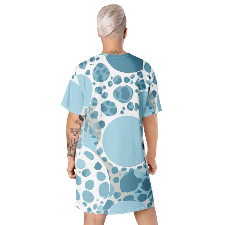 Womens Graphic T-shirt Dress Blue and White Circular Spotted - Womens | Dresses