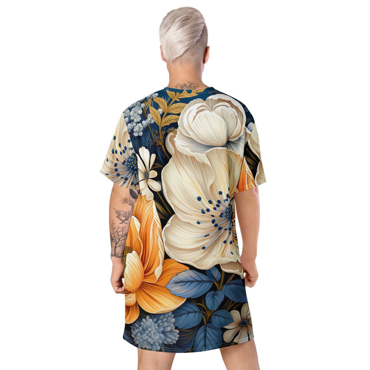 Womens Graphic T-shirt Dress Floral Blue Print - Womens | Dresses | T-Shirts