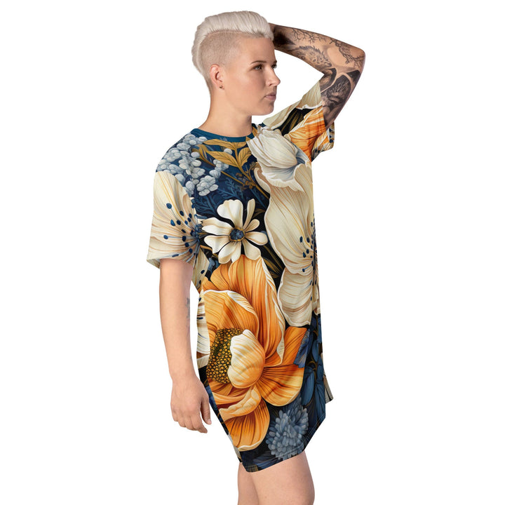 Womens Graphic T-shirt Dress Floral Blue Print - Womens | Dresses | T-Shirts