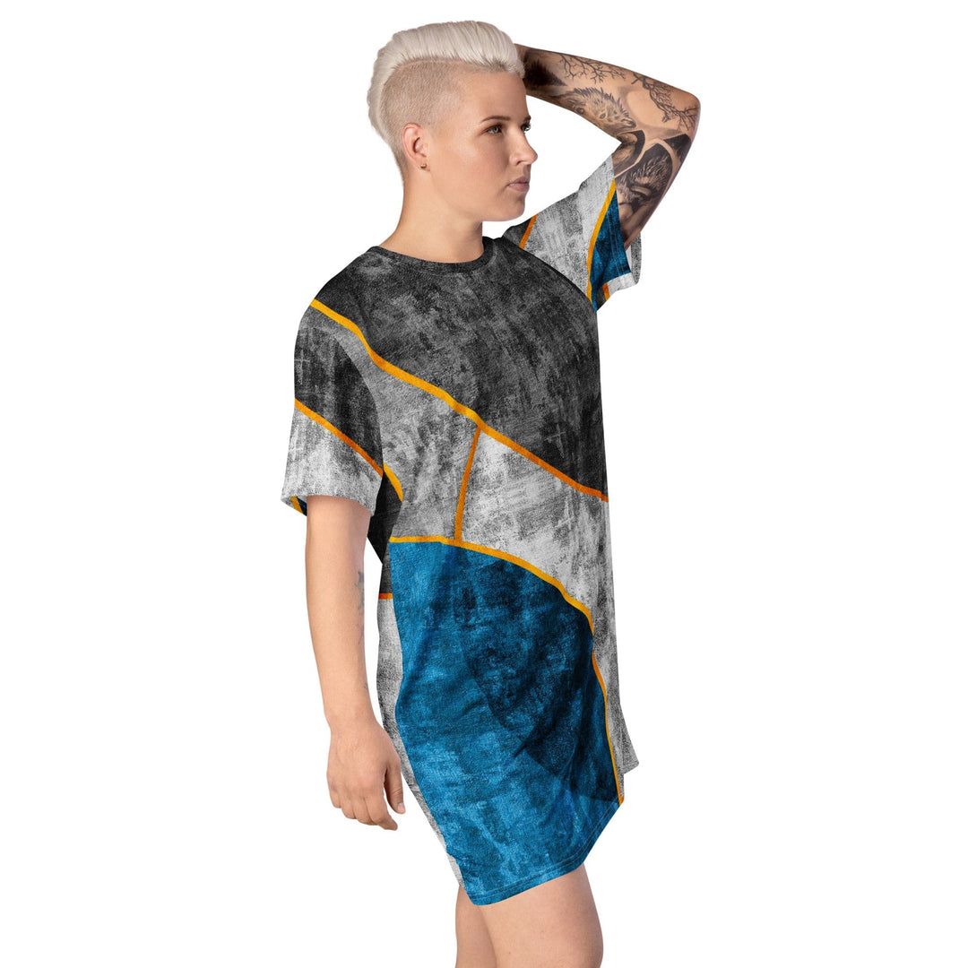 Womens Graphic T-shirt Dress Blue Grey Design - Womens | Dresses | T-Shirts