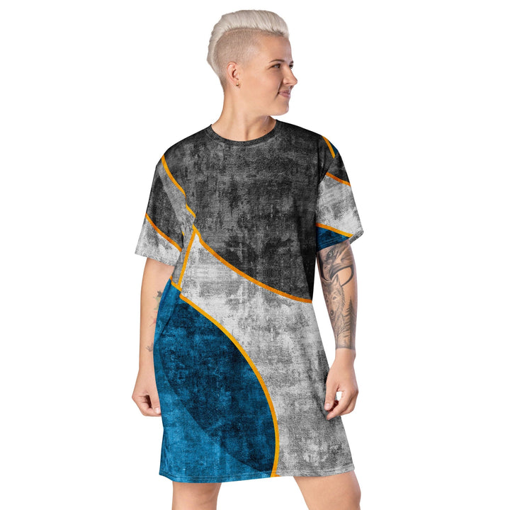 Womens Graphic T-shirt Dress Blue Grey Design - Womens | Dresses | T-Shirts