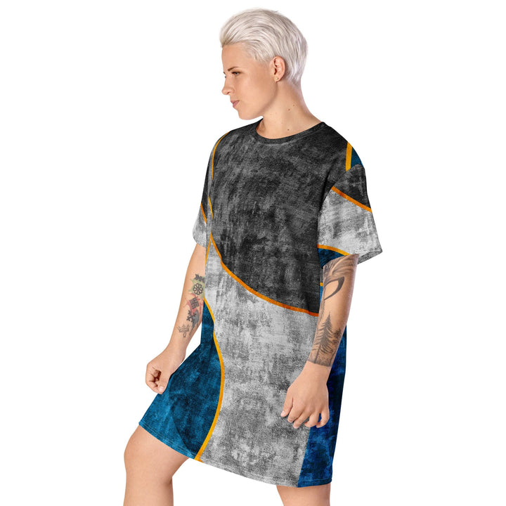 Womens Graphic T-shirt Dress Blue Grey Design - Womens | Dresses | T-Shirts