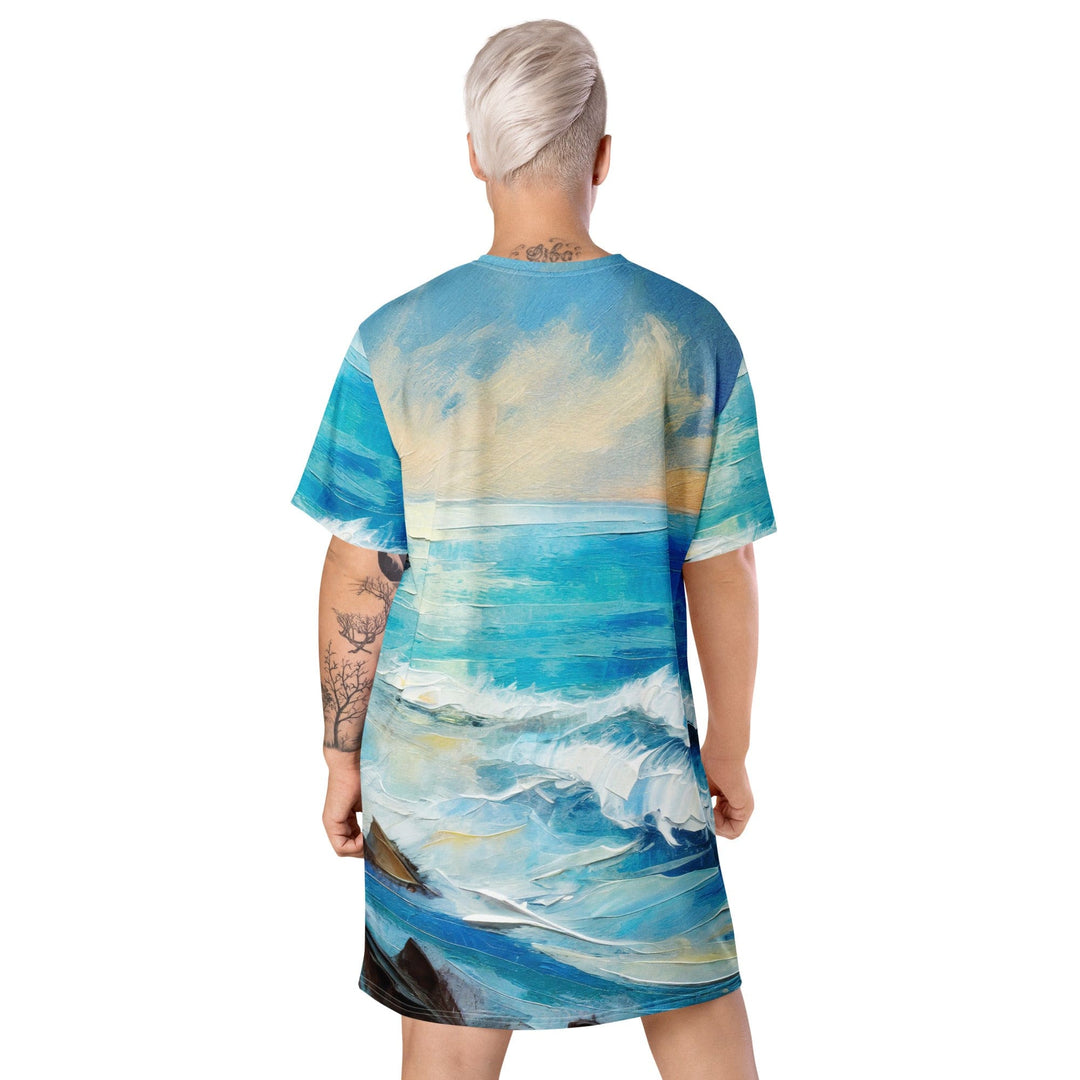 Womens Graphic T-shirt Dress Blue Ocean Print - Womens | Dresses | T-Shirts