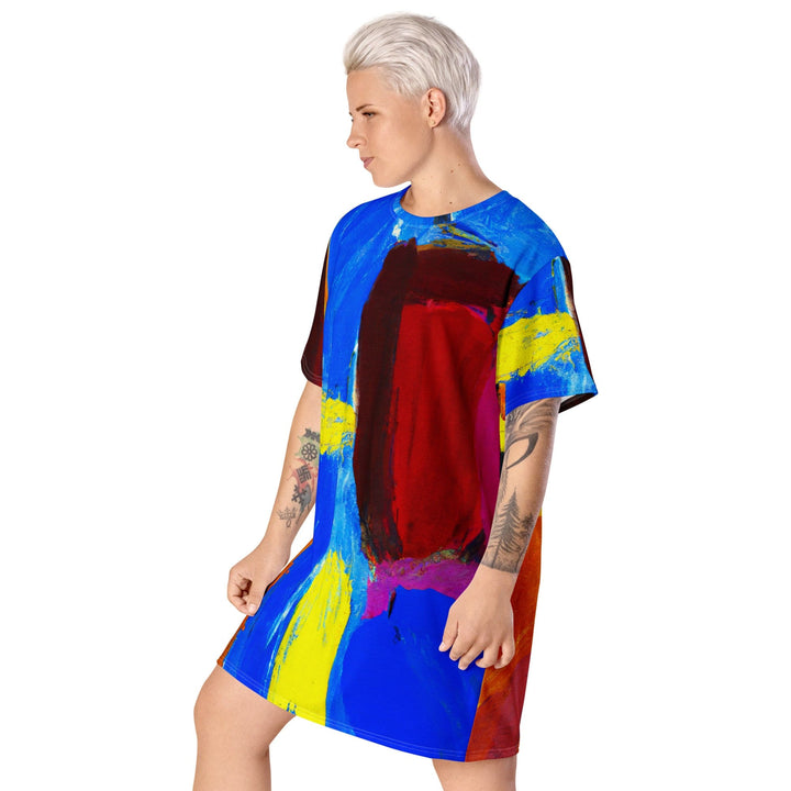 Womens Graphic T-shirt Dress Blue Red Abstract Pattern - Womens | Dresses