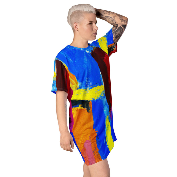 Womens Graphic T-shirt Dress Blue Red Abstract Pattern - Womens | Dresses