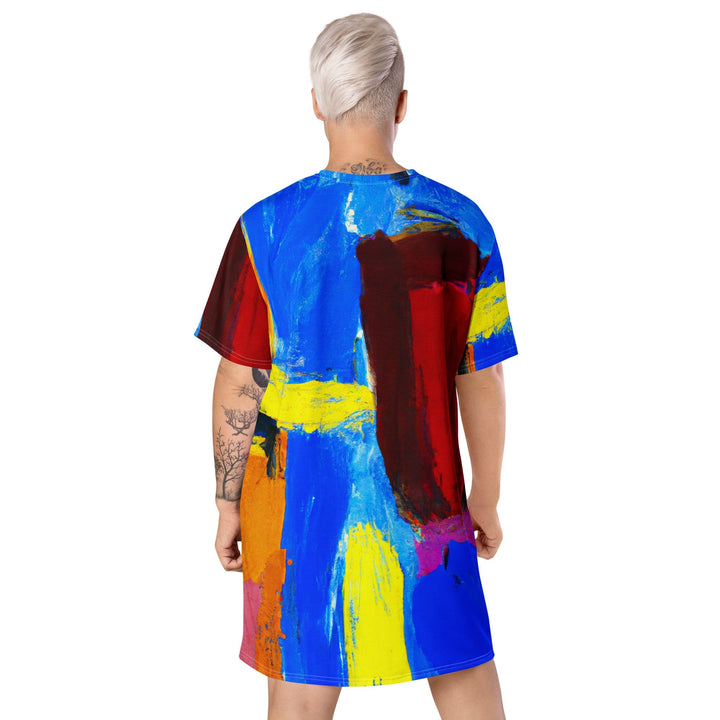 Womens Graphic T-shirt Dress Blue Red Abstract Pattern - Womens | Dresses