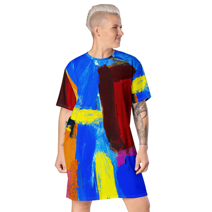 Womens Graphic T-shirt Dress Blue Red Abstract Pattern - Womens | Dresses