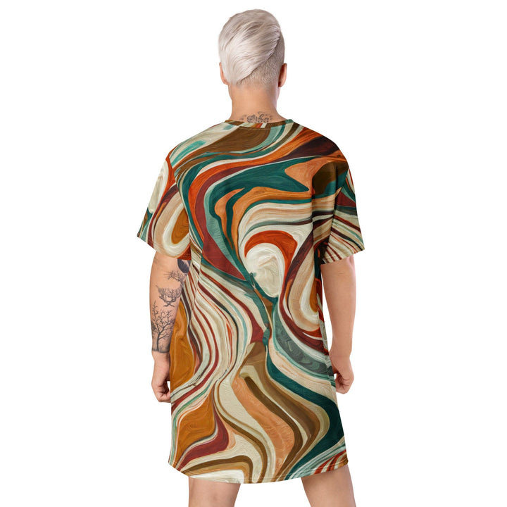 Womens Graphic T-shirt Dress Boho Brown Marble Print - Womens | Dresses