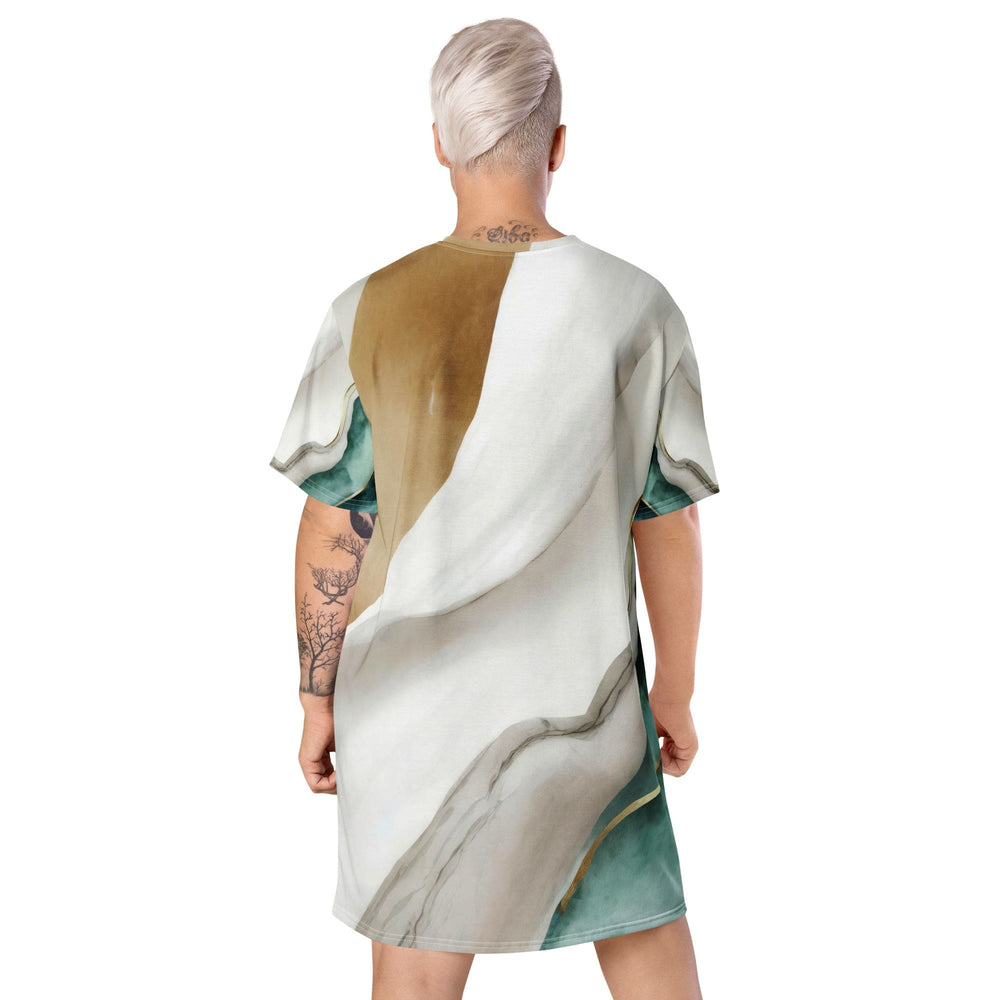 Womens Graphic T-shirt Dress Cream and White Marbled Pattern - Womens | Dresses