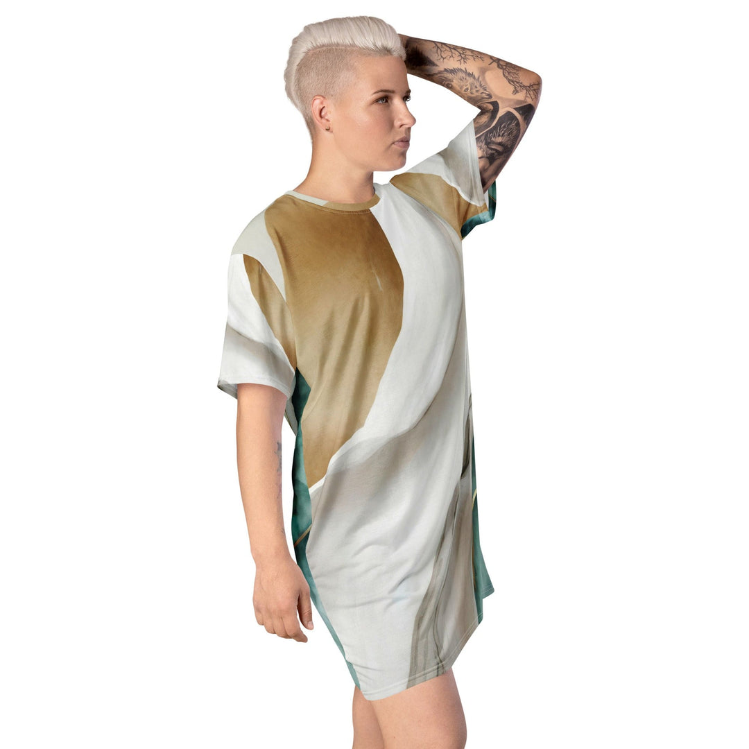 Womens Graphic T-shirt Dress Cream and White Marbled Pattern - Womens | Dresses