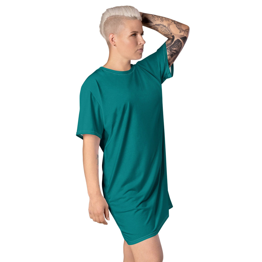 Womens Graphic T-shirt Dress Dark Teal Green - Womens | Dresses | T-Shirts | AOP