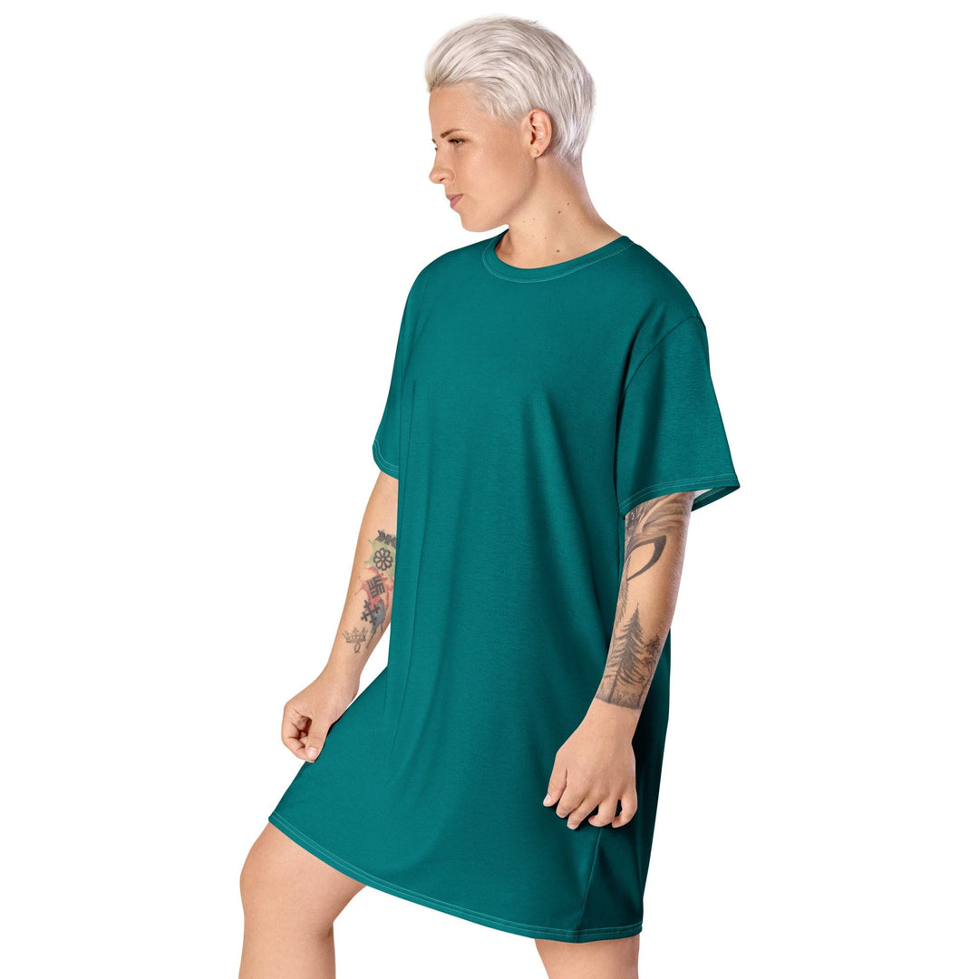 Womens Graphic T-shirt Dress Dark Teal Green - Womens | Dresses | T-Shirts | AOP