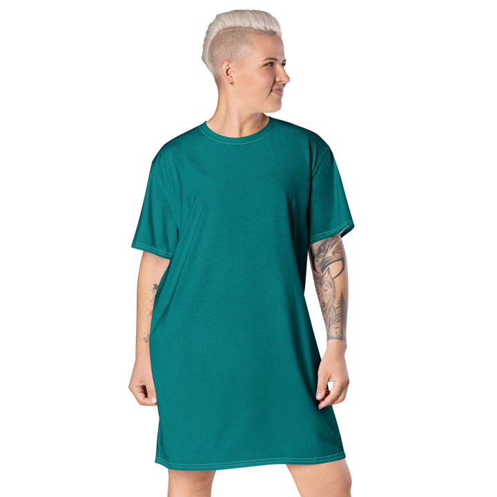 Womens Graphic T-shirt Dress Dark Teal Green - Womens | Dresses | T-Shirts | AOP