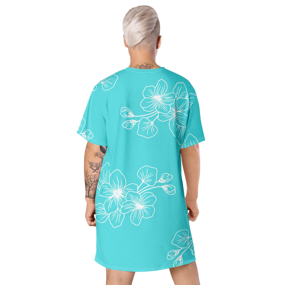 Womens Graphic T-shirt Dress Floral Cyan Blue 7022523 - Womens | Dresses