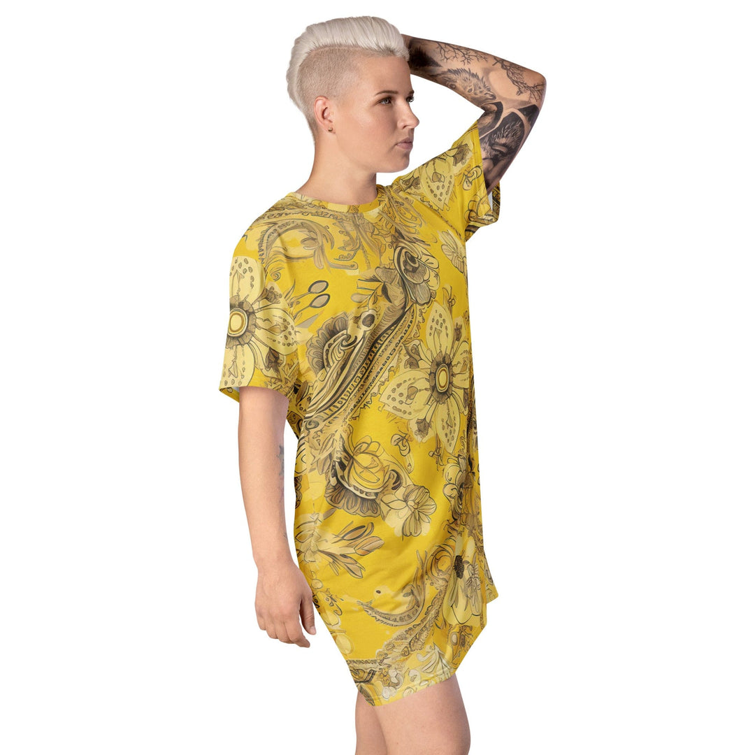 Womens Graphic T-shirt Dress Floral Yellow Bandanna Print - Womens | Dresses